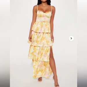 XL Yellow Floral Maxi Dress